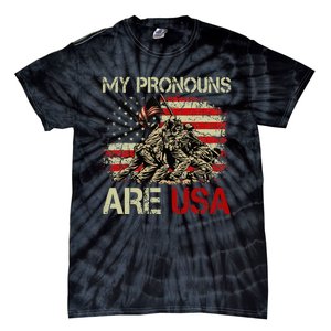 My Pronouns Are Usa 4th Of July American Flag Tie Dye Tie-Dye T-Shirt