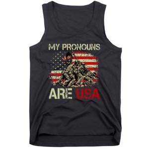 My Pronouns Are Usa 4th Of July American Flag Tie Dye Tank Top