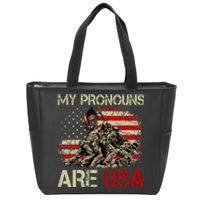 My Pronouns Are Usa 4th Of July American Flag Tie Dye Zip Tote Bag