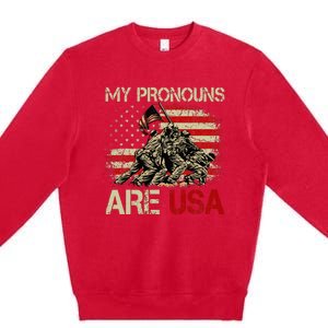 My Pronouns Are Usa 4th Of July American Flag Tie Dye Premium Crewneck Sweatshirt