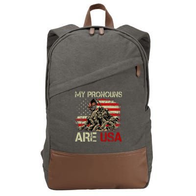 My Pronouns Are Usa 4th Of July American Flag Tie Dye Cotton Canvas Backpack