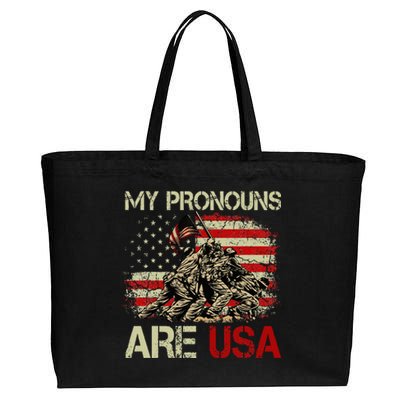 My Pronouns Are Usa 4th Of July American Flag Tie Dye Cotton Canvas Jumbo Tote