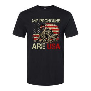 My Pronouns Are Usa 4th Of July American Flag Tie Dye Softstyle CVC T-Shirt