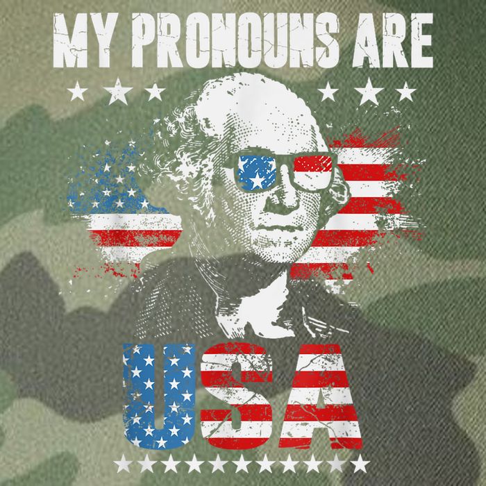 My Pronouns Are USA George Washington 4th Of July US American Flag Legacy Tie Dye Trucker Hat