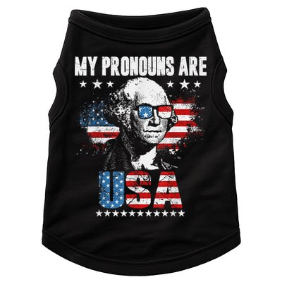 My Pronouns Are USA George Washington 4th Of July US American Flag Doggie Tank