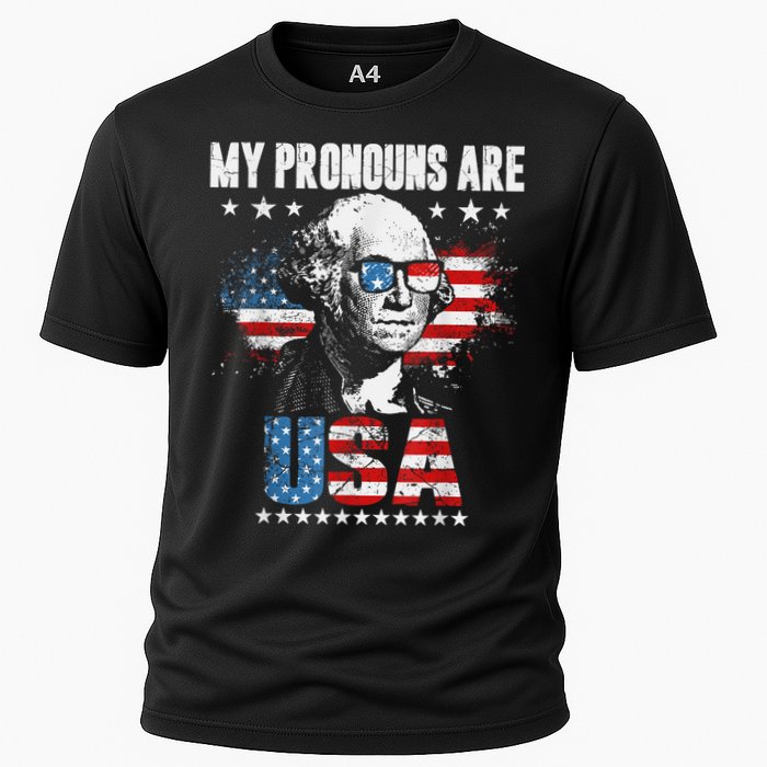 My Pronouns Are USA George Washington 4th Of July US American Flag Cooling Performance Crew T-Shirt