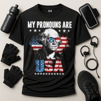 My Pronouns Are USA George Washington 4th Of July US American Flag Cooling Performance Crew T-Shirt