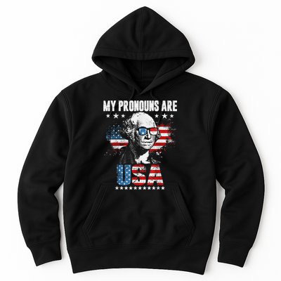 My Pronouns Are USA George Washington 4th Of July US American Flag Hoodie