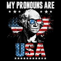 My Pronouns Are USA George Washington 4th Of July US American Flag Apron