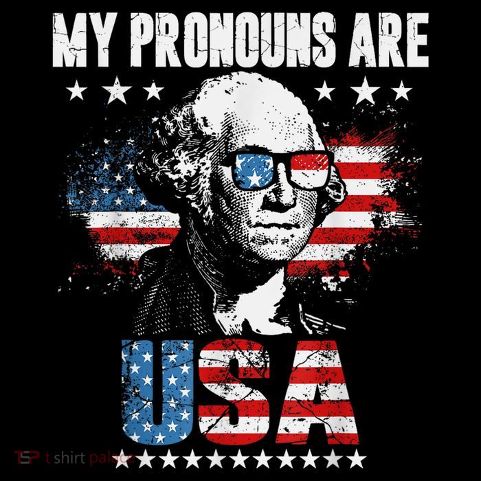 My Pronouns Are USA George Washington 4th Of July US American Flag Sustainable Bucket Hat