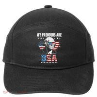 My Pronouns Are USA George Washington 4th Of July US American Flag 7-Panel Snapback Hat
