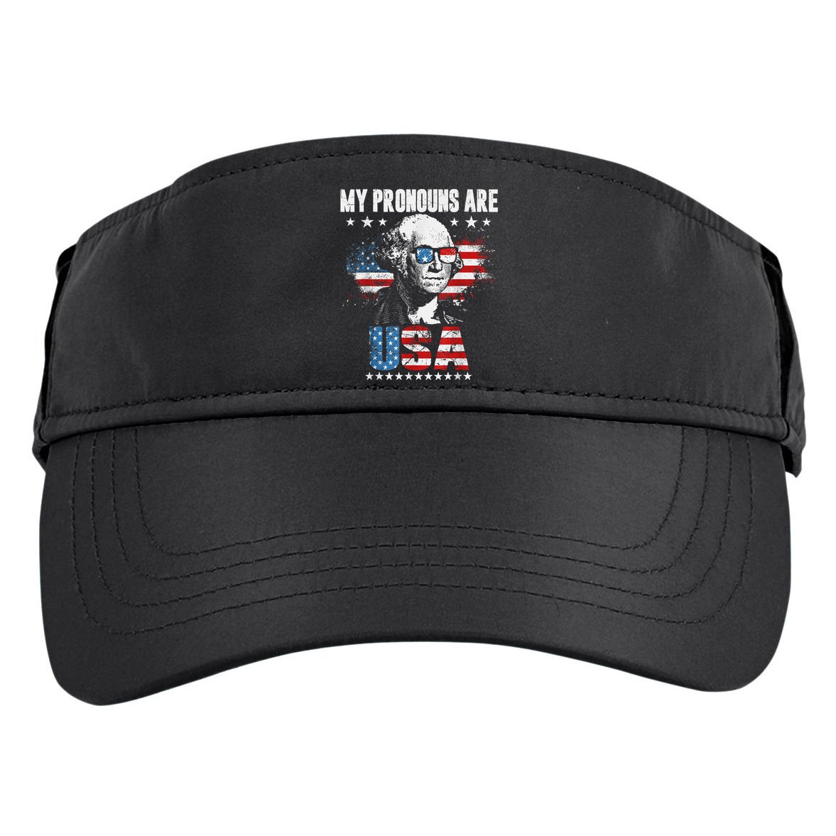 My Pronouns Are USA George Washington 4th Of July US American Flag Adult Drive Performance Visor