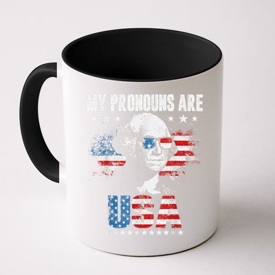 My Pronouns Are USA George Washington 4th Of July US American Flag Mug