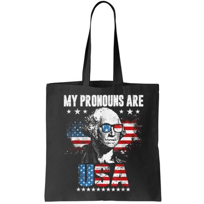 My Pronouns Are USA George Washington 4th Of July US American Flag Bag