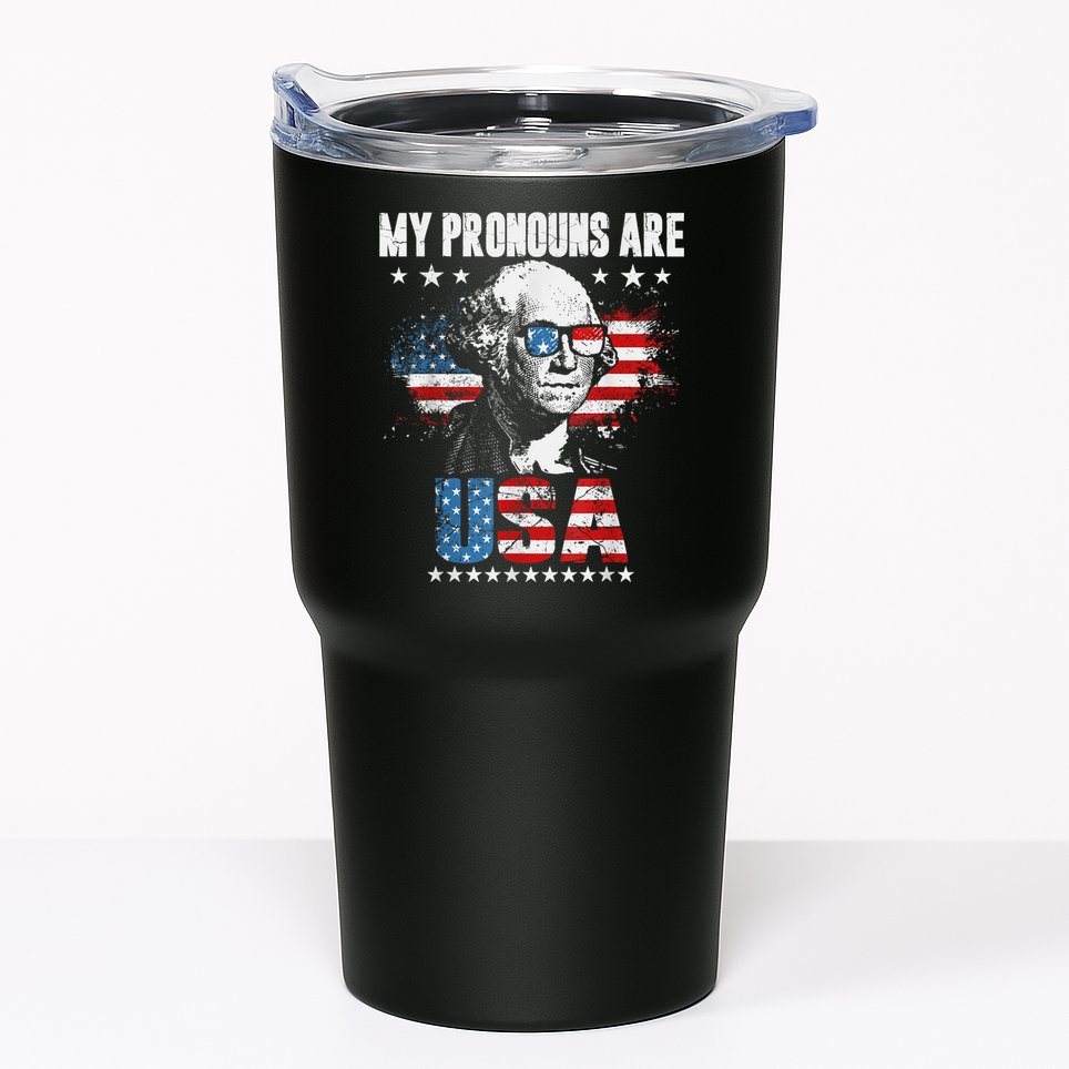 My Pronouns Are USA George Washington 4th Of July US American Flag Tumbler