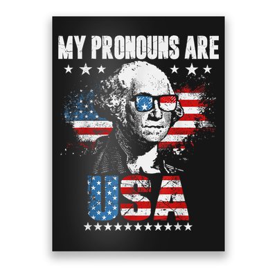 My Pronouns Are USA George Washington 4th Of July US American Flag Poster