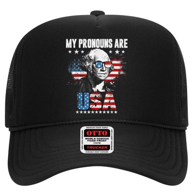 My Pronouns Are USA George Washington 4th Of July US American Flag Trucker Hat
