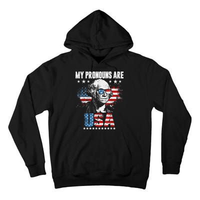 My Pronouns Are USA George Washington 4th Of July US American Flag Tall Hoodie