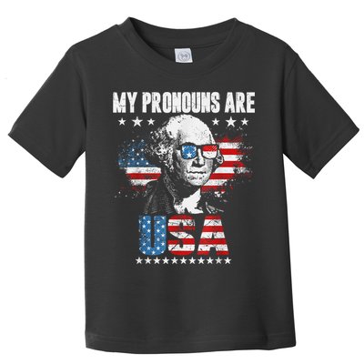 My Pronouns Are USA George Washington 4th Of July US American Flag Toddler T-Shirt