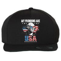 My Pronouns Are USA George Washington 4th Of July US American Flag Wool Snapback Cap