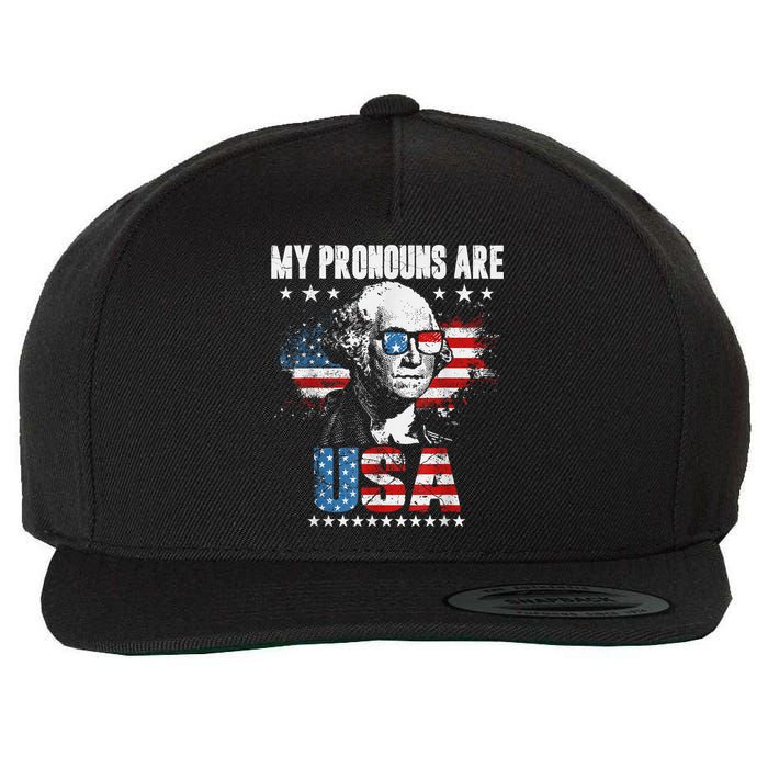 My Pronouns Are USA George Washington 4th Of July US American Flag Wool Snapback Cap