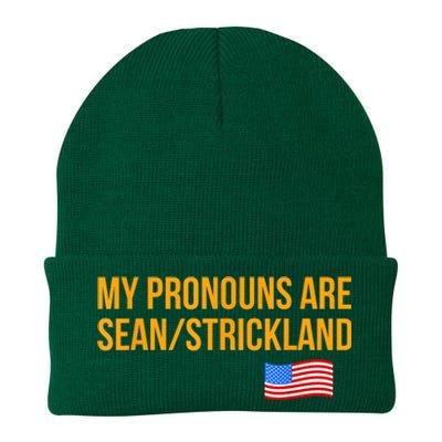 My Pronouns Are Sean / Strickland America Flag Knit Cap Winter Beanie