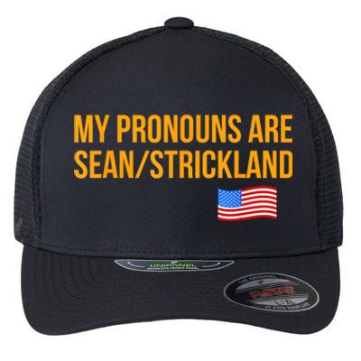 My Pronouns Are Sean / Strickland America Flag Flexfit Unipanel Trucker Cap