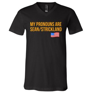 My Pronouns Are Sean / Strickland America Flag V-Neck T-Shirt