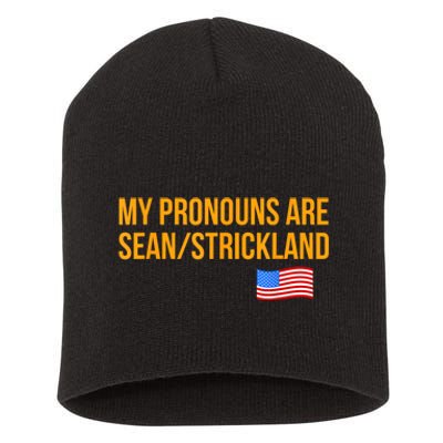 My Pronouns Are Sean / Strickland America Flag Short Acrylic Beanie