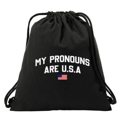 My Pronouns Are USA American Flag 4th Of July Drawstring Bag