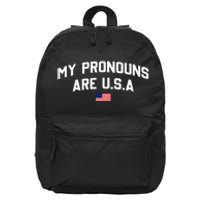 My Pronouns Are USA American Flag 4th Of July 16 in Basic Backpack