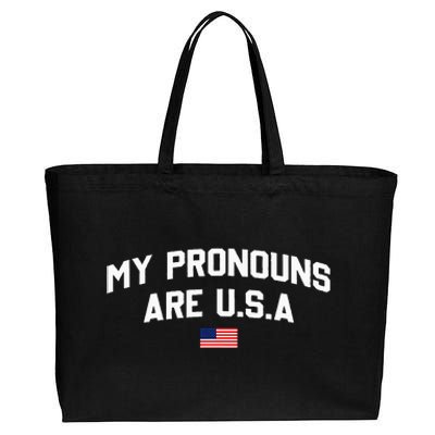 My Pronouns Are USA American Flag 4th Of July Cotton Canvas Jumbo Tote