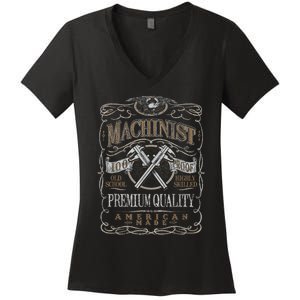 Machinist Patriotic American 100 Proof Women's V-Neck T-Shirt