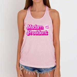 Madam President And Tim Walz President Kamala Harris 2024 Gift Women's Knotted Racerback Tank