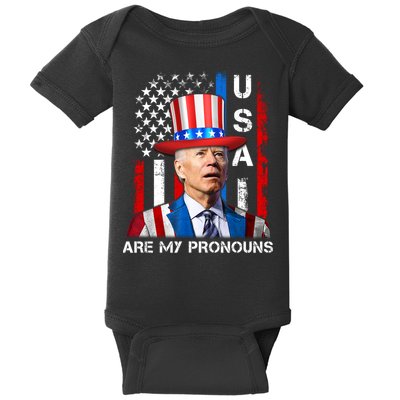 My Pronouns Are USA Joe Biden 4th Of July US American Flag Baby Bodysuit