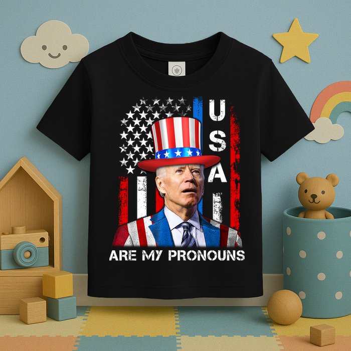 My Pronouns Are USA Joe Biden 4th Of July US American Flag Toddler T-Shirt