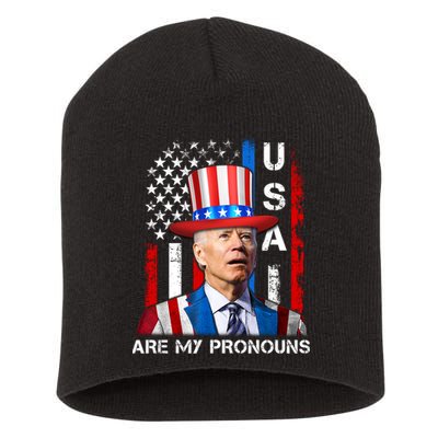 My Pronouns Are USA Joe Biden 4th Of July US American Flag Short Acrylic Beanie