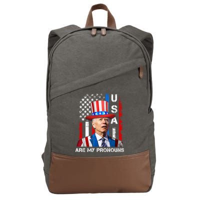 My Pronouns Are USA Joe Biden 4th Of July US American Flag Cotton Canvas Backpack
