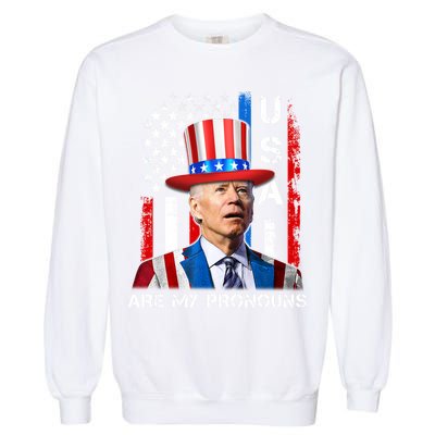 My Pronouns Are USA Joe Biden 4th Of July US American Flag Garment-Dyed Sweatshirt