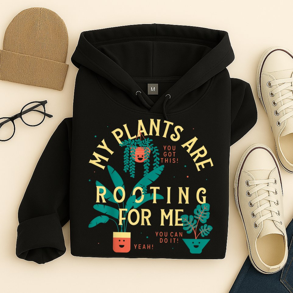My Plants Are Rooting For Me Plant Funny Gift Funny Gardener Gardening Hoodie