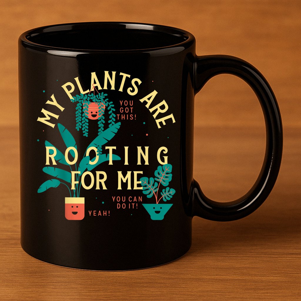 My Plants Are Rooting For Me Plant Funny Gift Funny Gardener Gardening 11oz C Handle Ceramic Mug