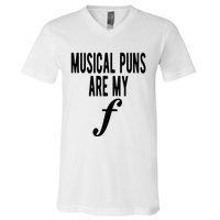 Musical Puns Are My Forte Band Instrument Fun Music V-Neck T-Shirt