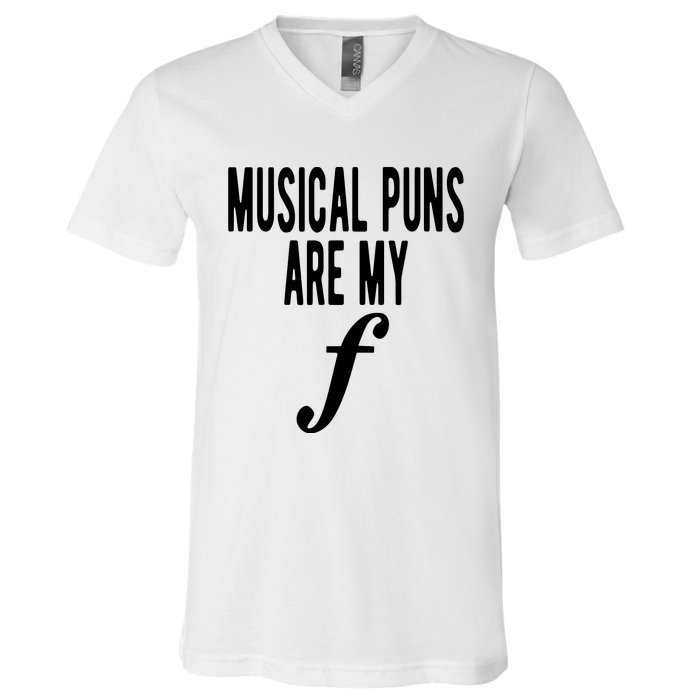 Musical Puns Are My Forte Band Instrument Fun Music V-Neck T-Shirt