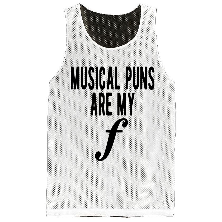 Musical Puns Are My Forte Band Instrument Fun Music Mesh Reversible Basketball Jersey Tank