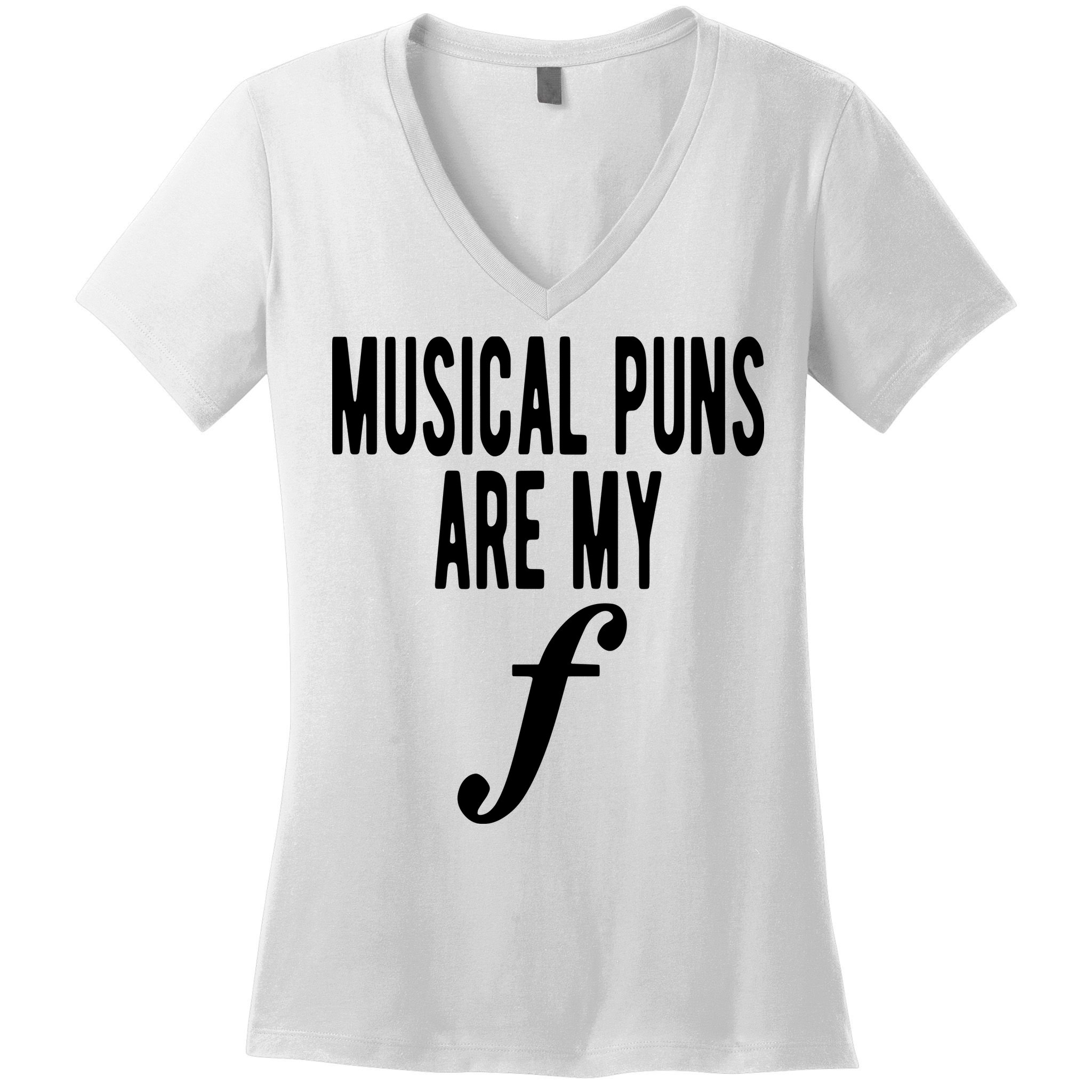 Musical Puns Are My Forte Band Instrument Fun Music Women's V-Neck T-Shirt
