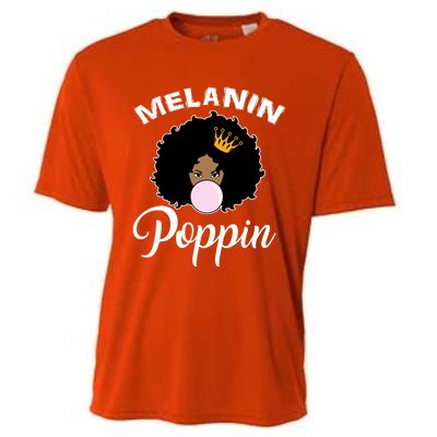 Melanin Poppin Afro Queen Cool Black History Month Gift Cooling Performance Crew T-Shirt