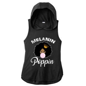 Melanin Poppin Afro Queen Cool Black History Month Gift Ladies PosiCharge Tri-Blend Wicking Draft Hoodie Tank