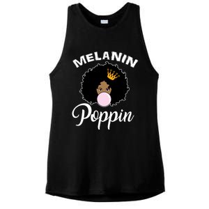 Melanin Poppin Afro Queen Cool Black History Month Gift Ladies PosiCharge Tri-Blend Wicking Tank