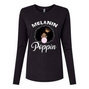 Melanin Poppin Afro Queen Cool Black History Month Gift Womens Cotton Relaxed Long Sleeve T-Shirt