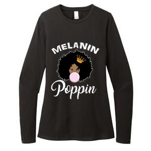 Melanin Poppin Afro Queen Cool Black History Month Gift Womens CVC Long Sleeve Shirt